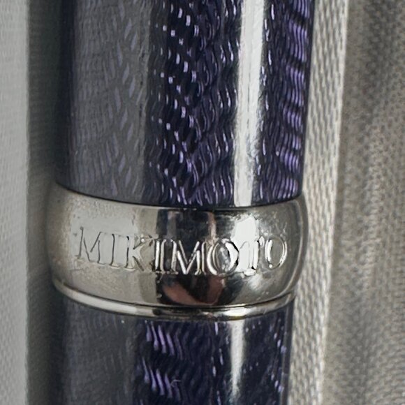 Rare Mikimoto Ballpoint Pen unique purple Wave Guilloche in original box - Picture 3 of 9